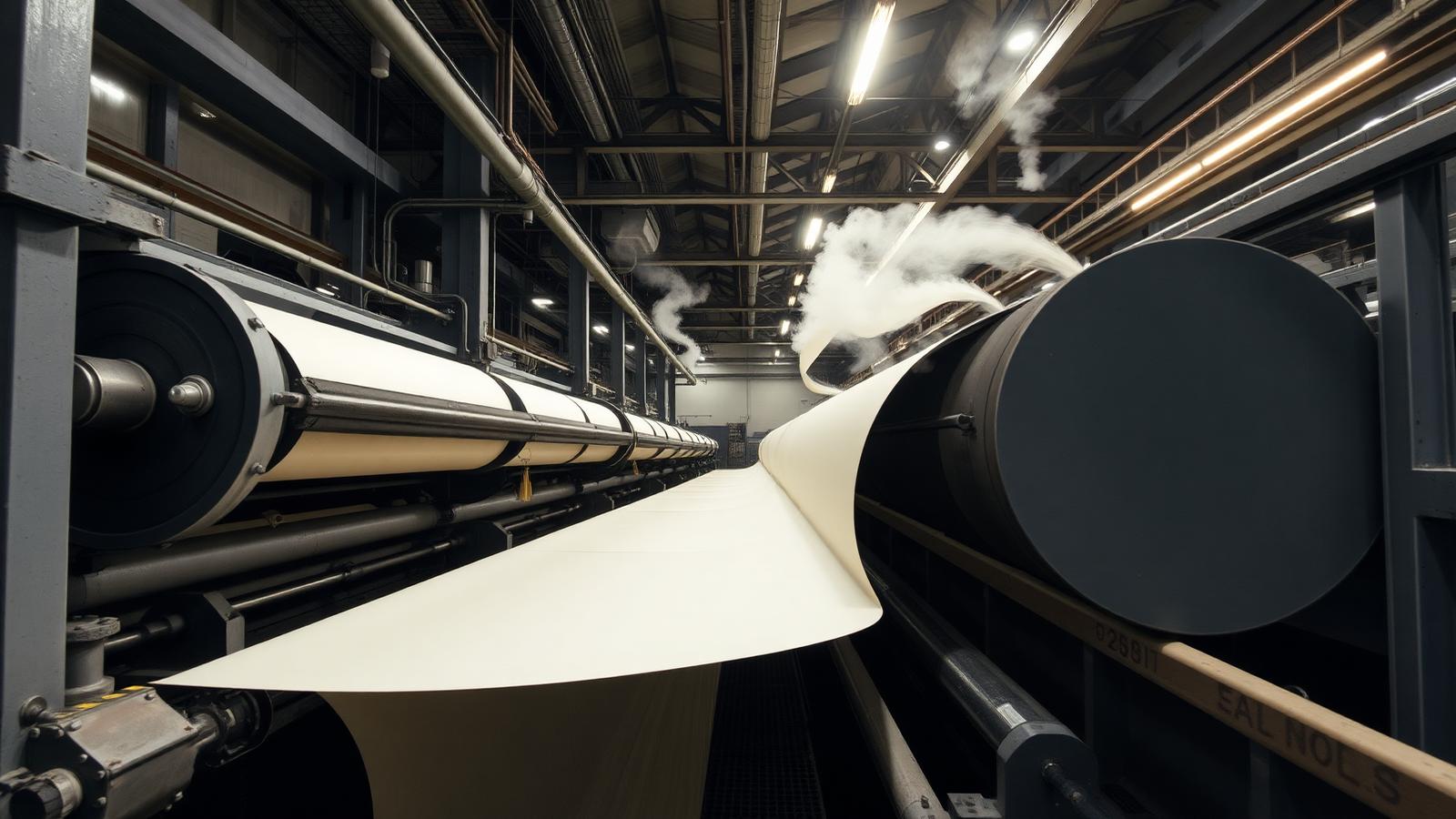 Paper mill wet-end section with rolls and running paper web